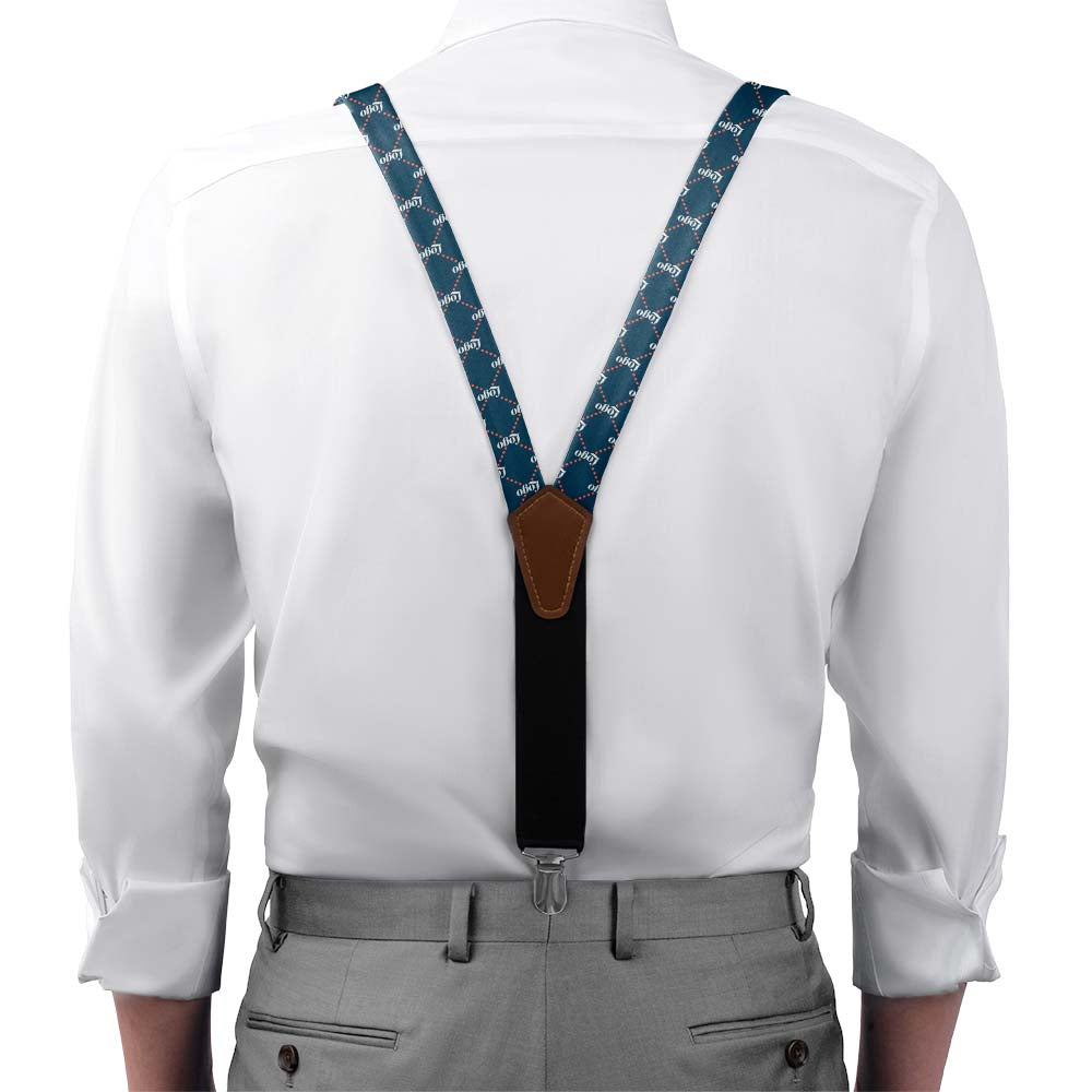 Custom Quilted 2 Logo Suspenders - On Model Front View - Knotty Tie Co.