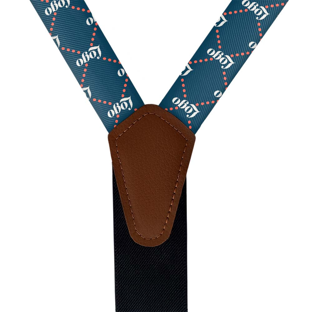 Custom Quilted 2 Logo Suspenders - Vegan Leather Y-Back - Knotty Tie Co.