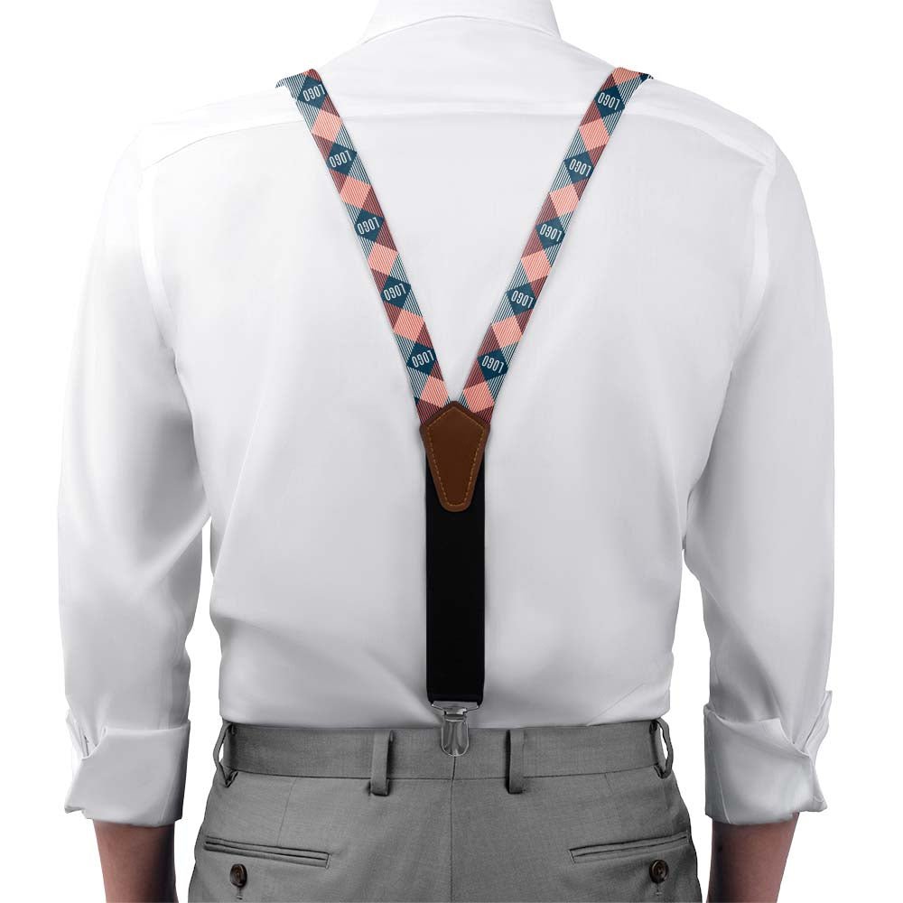 Custom Squared Away 2 Logo Suspenders - On Model Front View - Knotty Tie Co.
