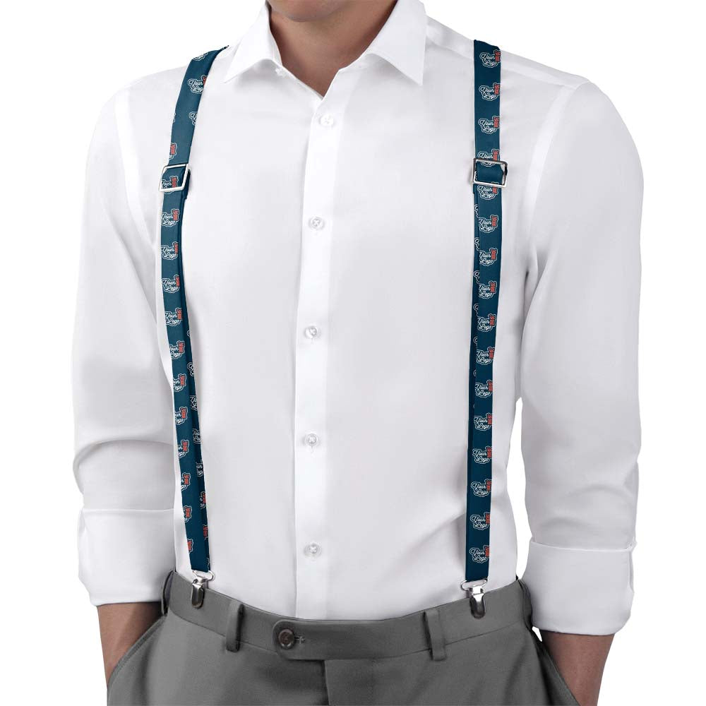 Custom Step & Repeat 1 Logo Suspenders - On Model Back View - Knotty Tie Co.