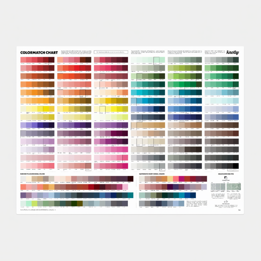 Color swatch chart with a wide range of colors on a white background