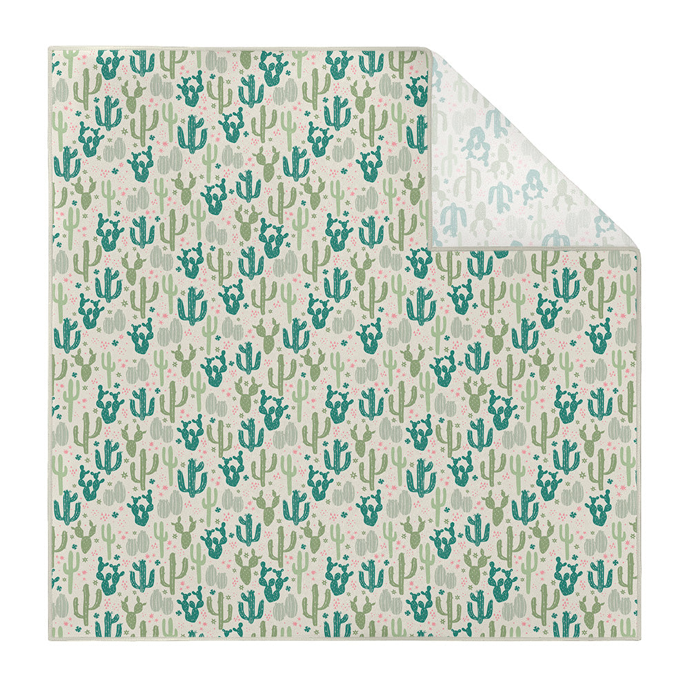 Patterned pocket square with cactus design on a beige background