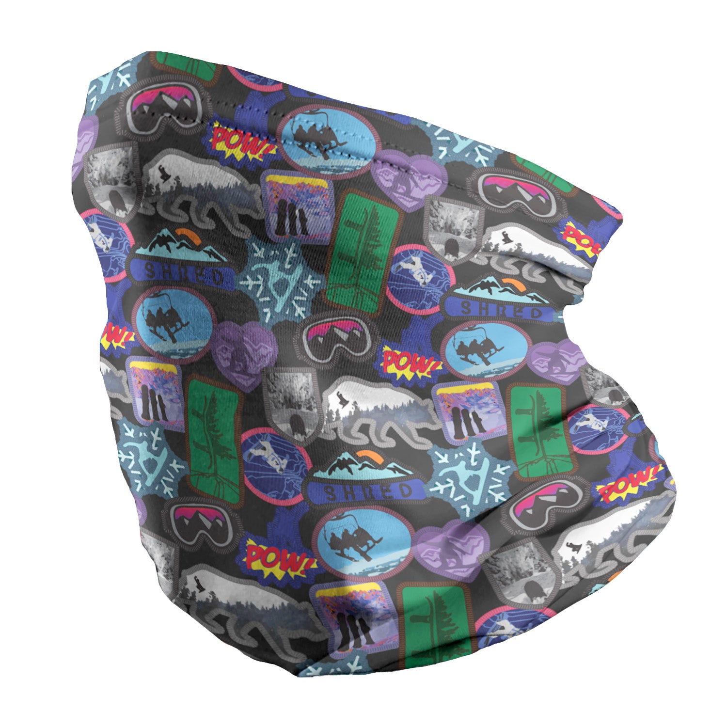 Snowboard Patches Neck Gaiter - Regular - Knotty Tie Co.