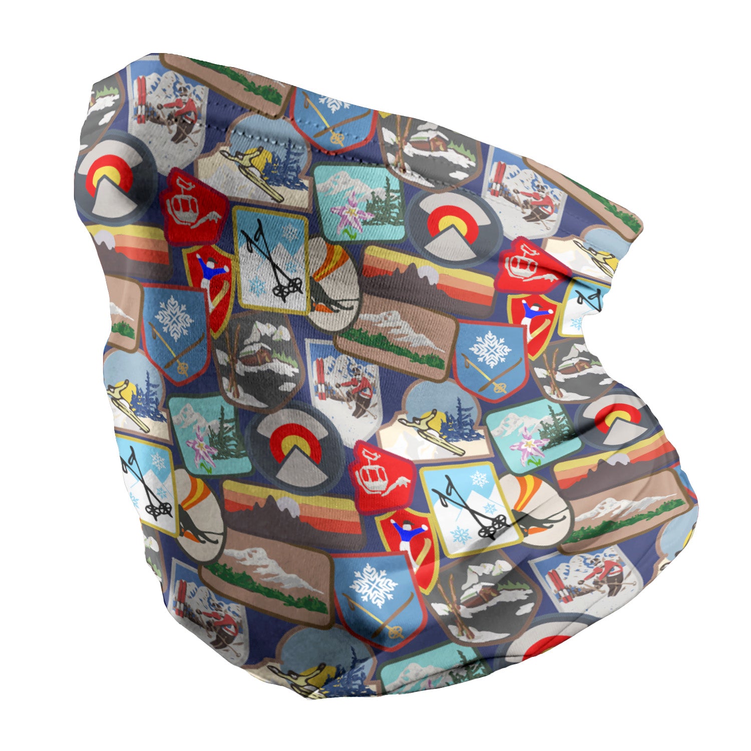 Vintage Ski Patches Neck Gaiter - Regular - Knotty Tie Co.