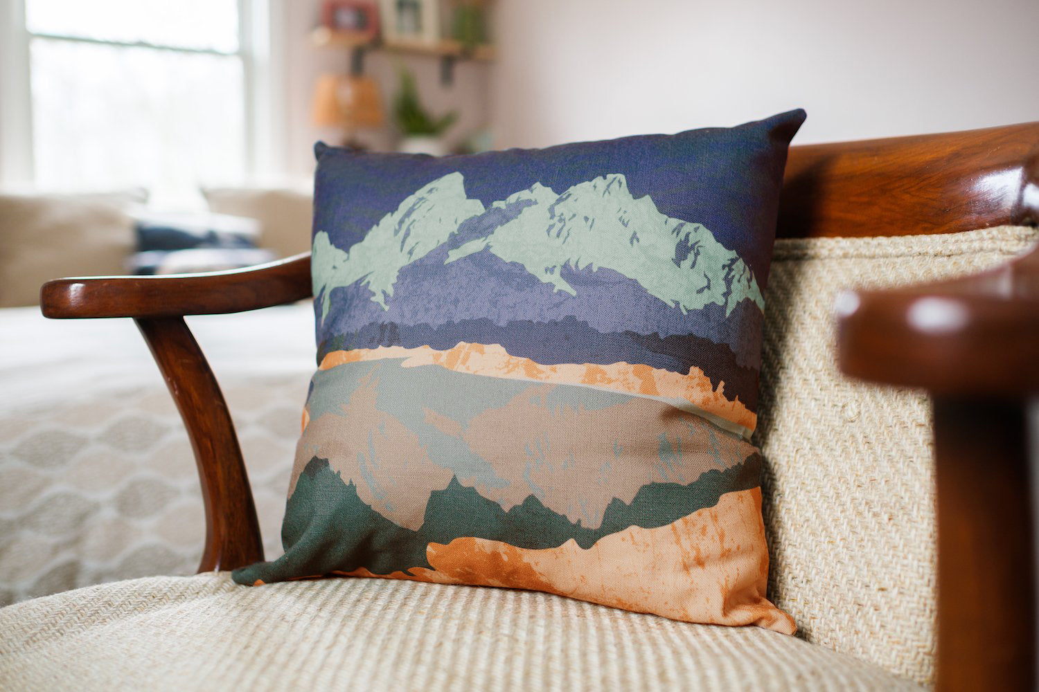 Grand Tetons National Park Abstract Square Pillow -  -  - Knotty Tie Co.