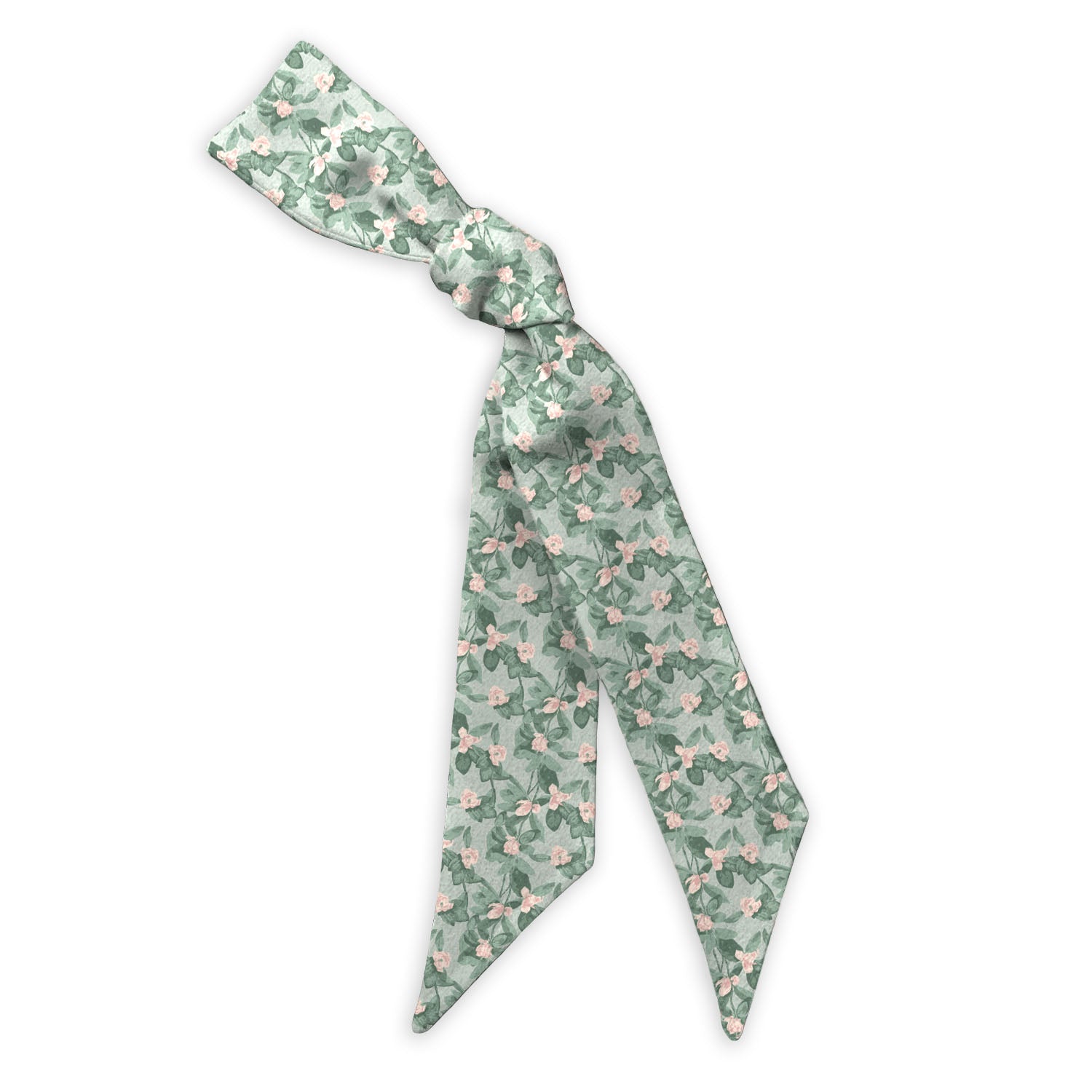 Mint Green Silk Hair Ribbon Pony Scarf Tie 
