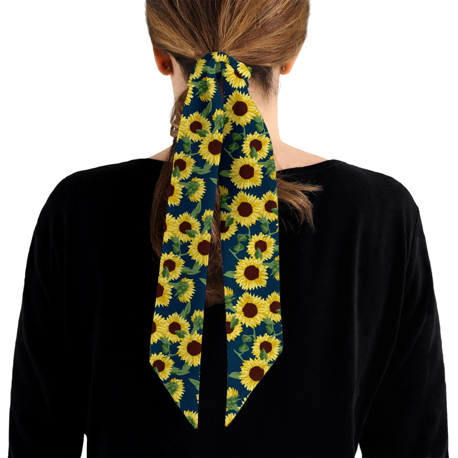 Sunflower Floral Hair Scarf - 1.75" x 34.25" - Knotty Tie Co.