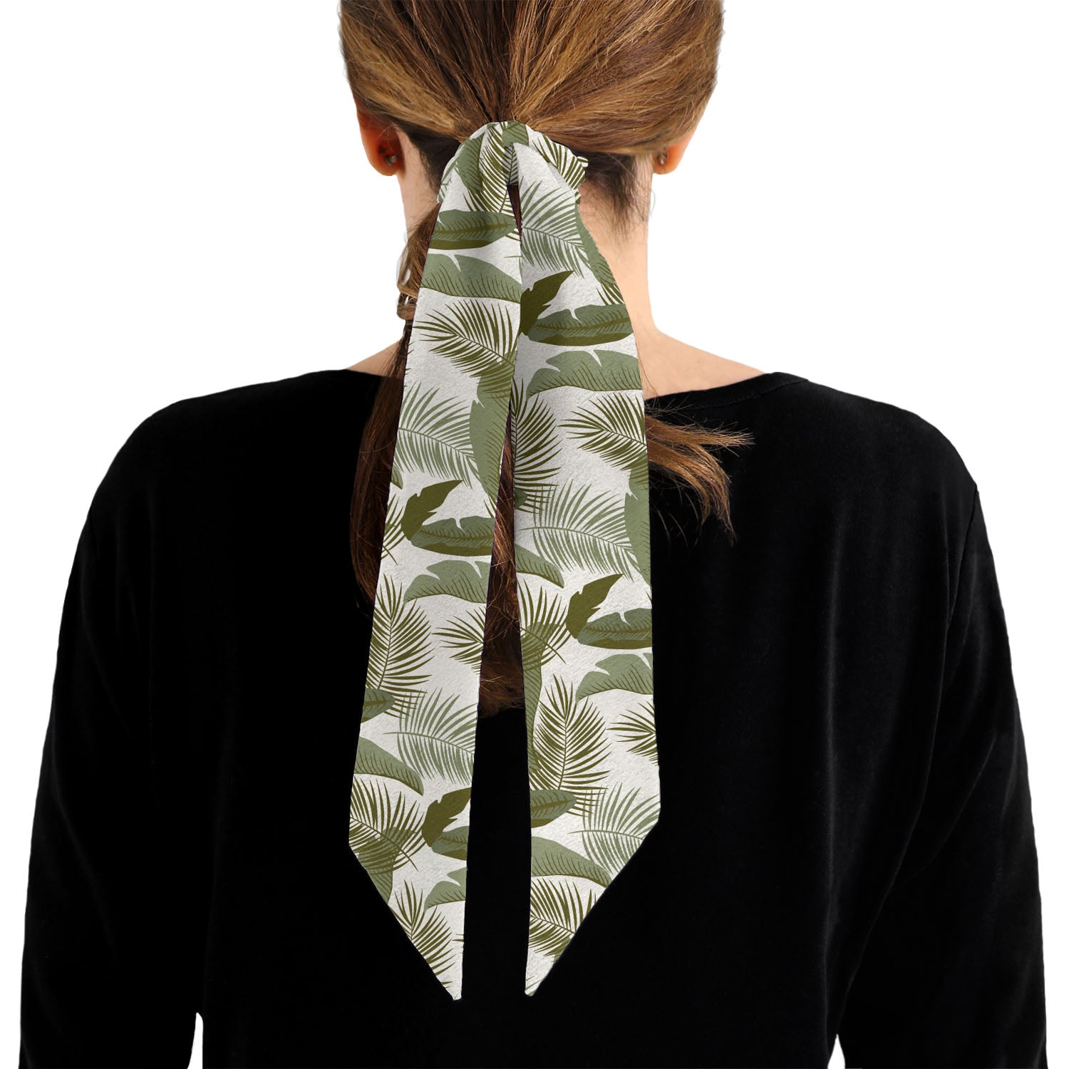 Tropical Leaves Hair Scarf - 1.75" x 34.25" - Knotty Tie Co.