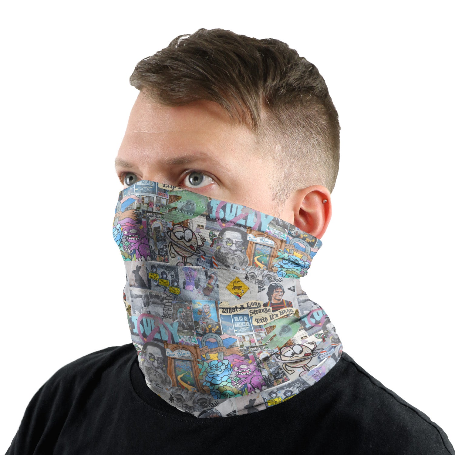 Cap Hill Street Art Neck Gaiter - Male Face - Knotty Tie Co.
