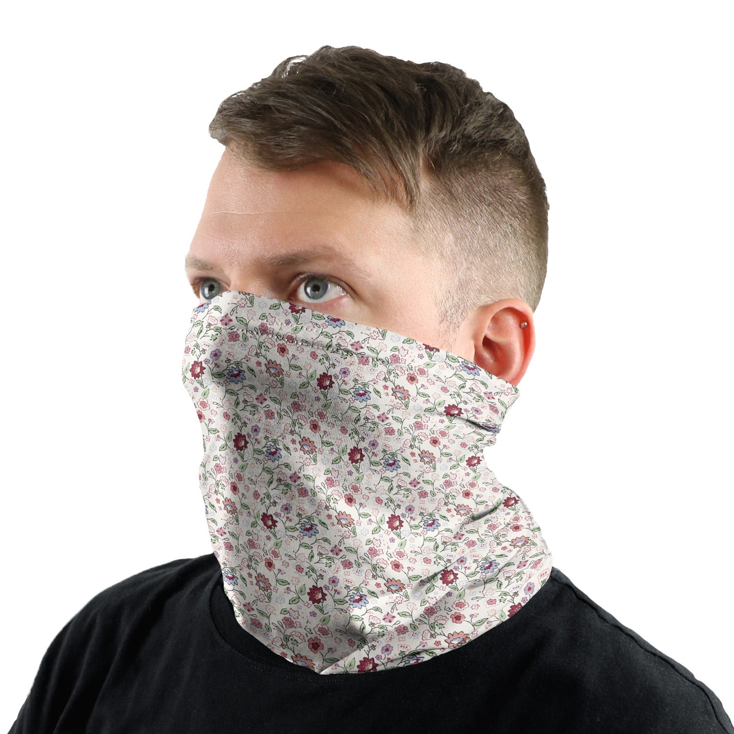 Cecile Floral Neck Gaiter - Male Face - Knotty Tie Co.