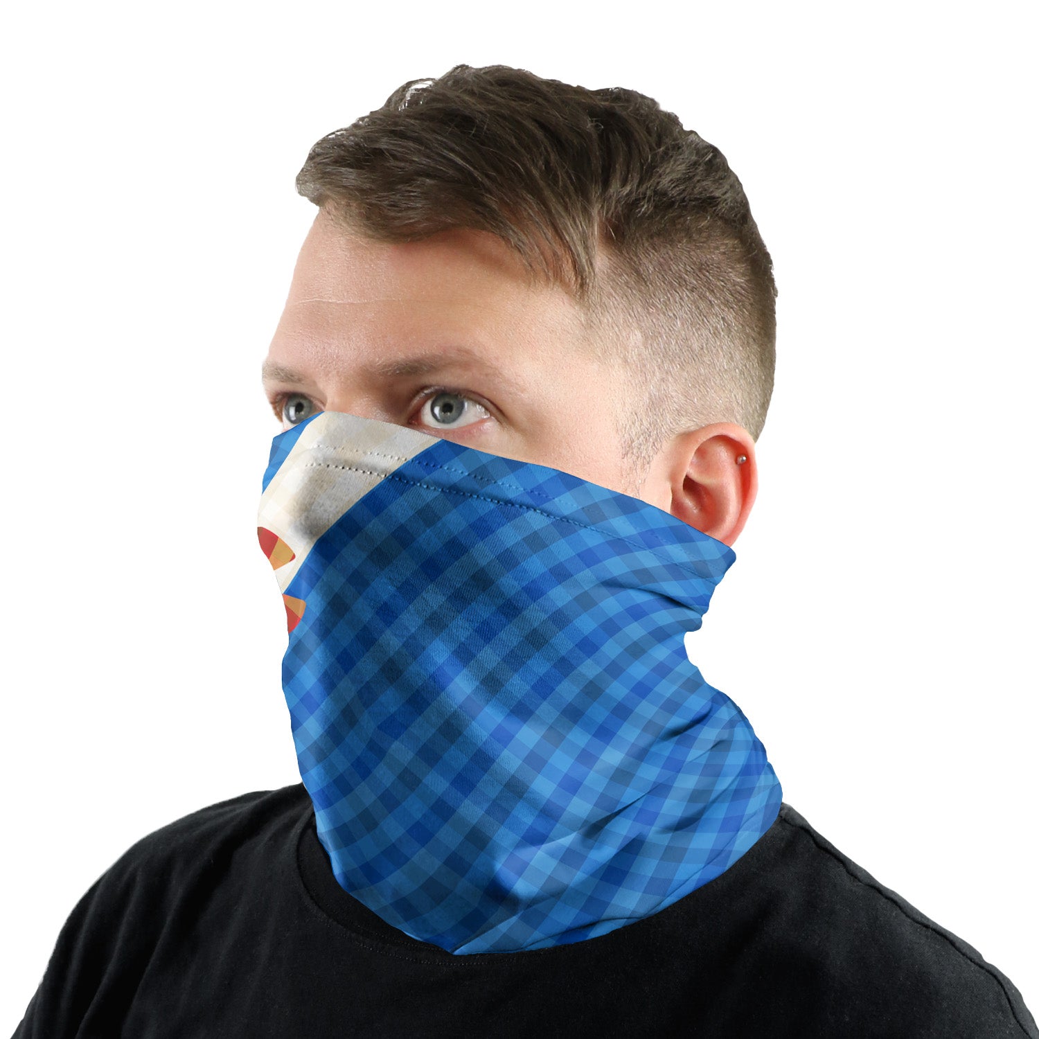 Colorado Gingham Neck Gaiter - Male Face - Knotty Tie Co.