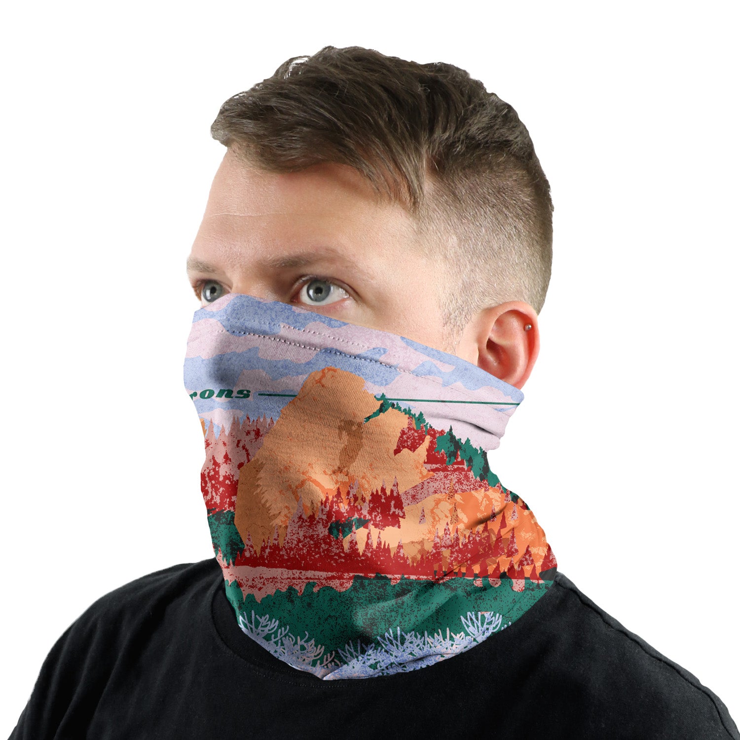 Flatirons Abstract Neck Gaiter - Male Face - Knotty Tie Co.
