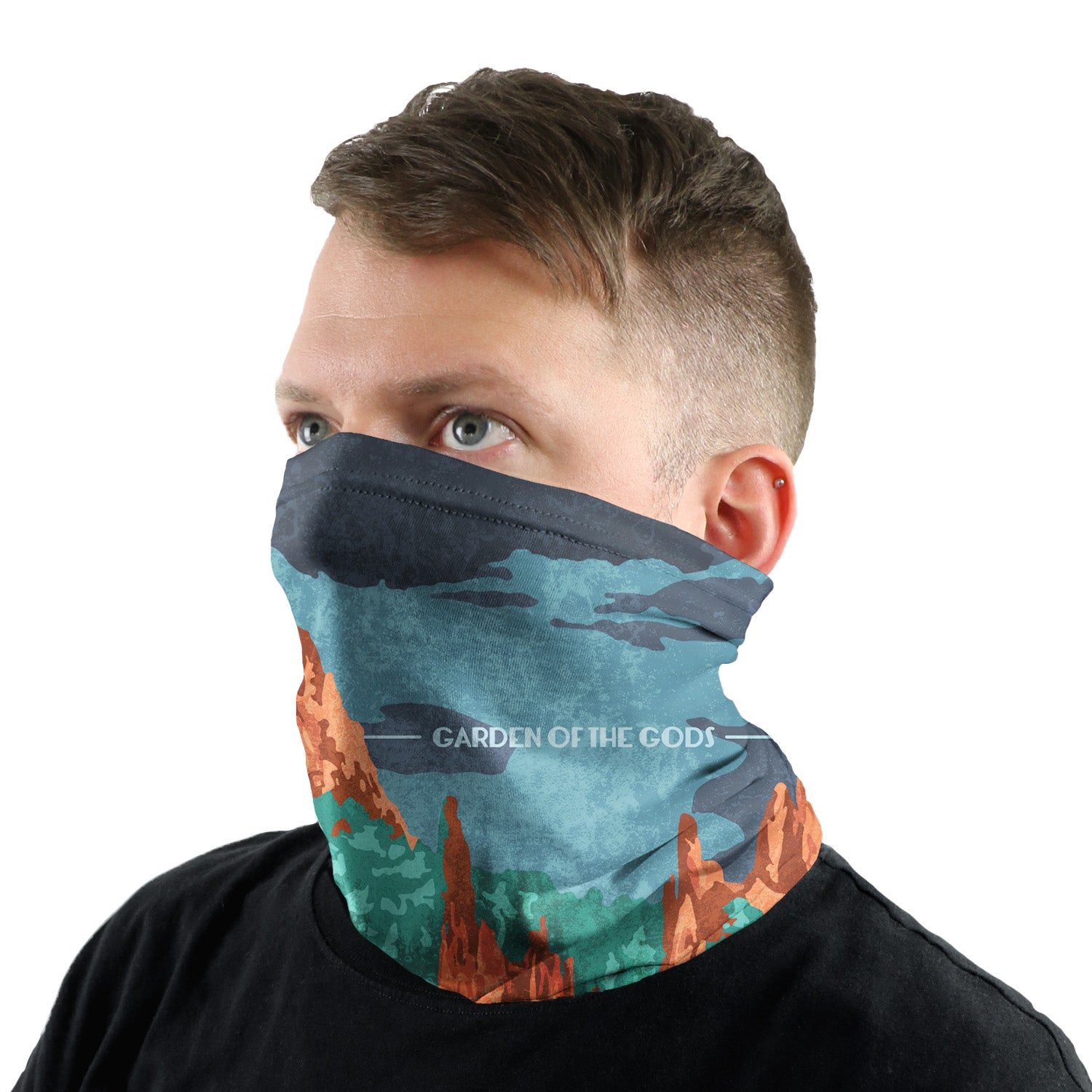 Garden of the Gods Abstract Neck Gaiter - Male Face - Knotty Tie Co.