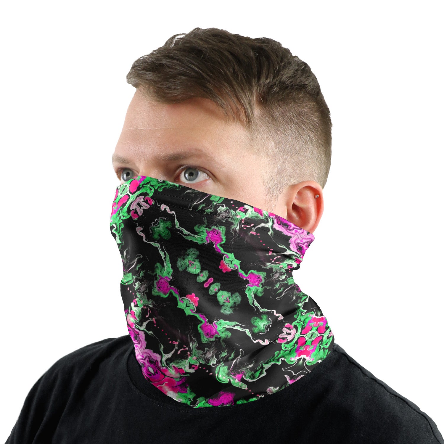 Green Flow Neck Gaiter - Male Face - Knotty Tie Co.