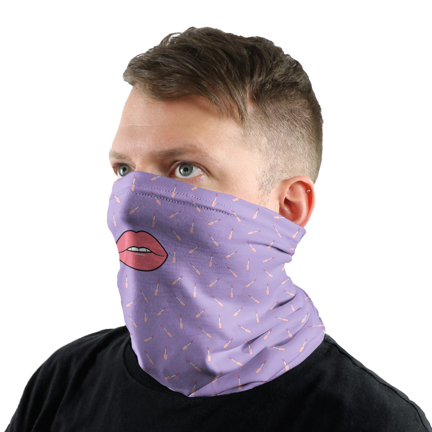 Lip Gloss is Poppin Neck Gaiter - Male Face - Knotty Tie Co.