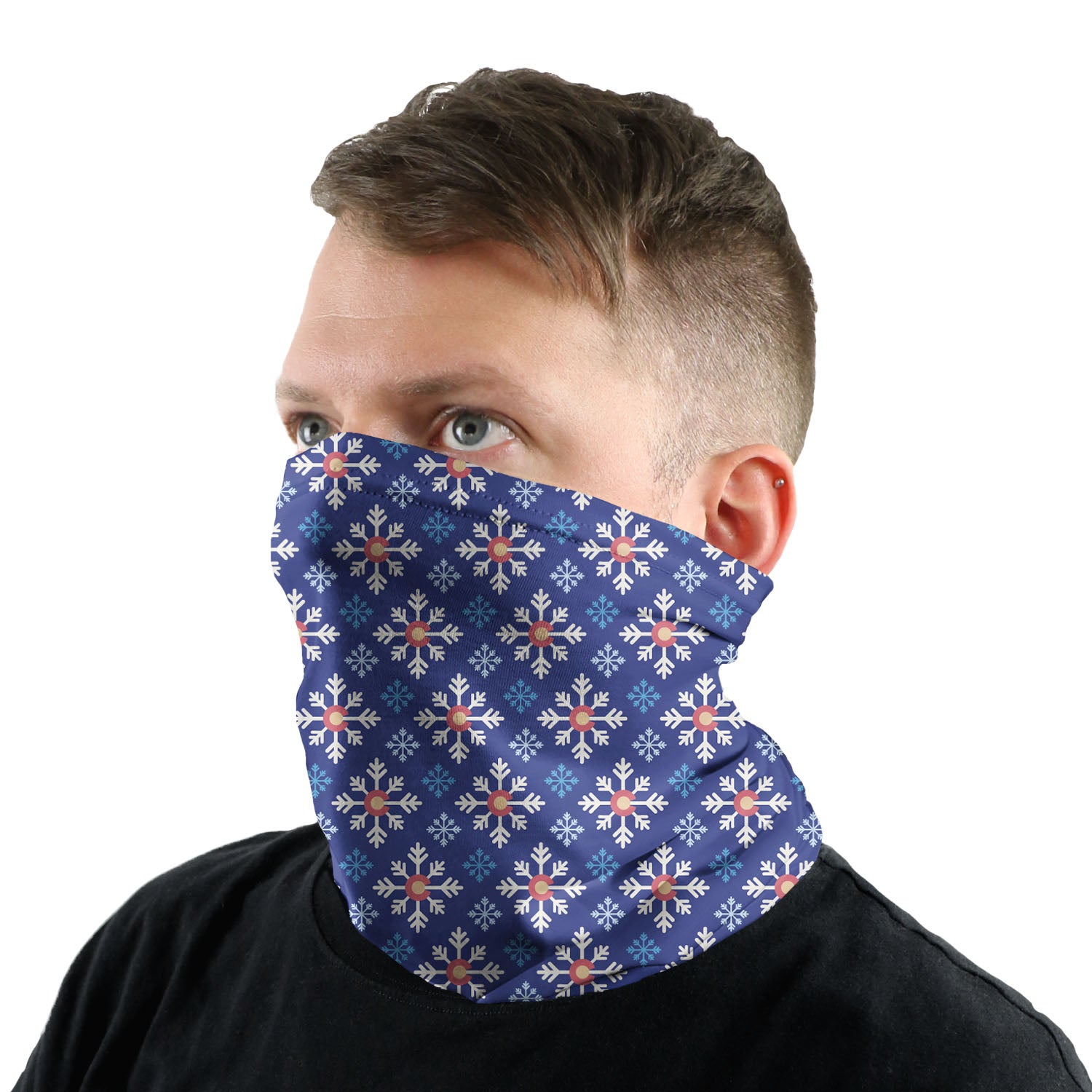 Colorado Snowflake Neck Gaiter - Male Face - Knotty Tie Co.