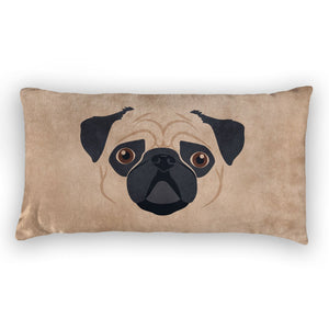 Pug Lumbar Pillow - Velvet -  - Knotty Tie Co.