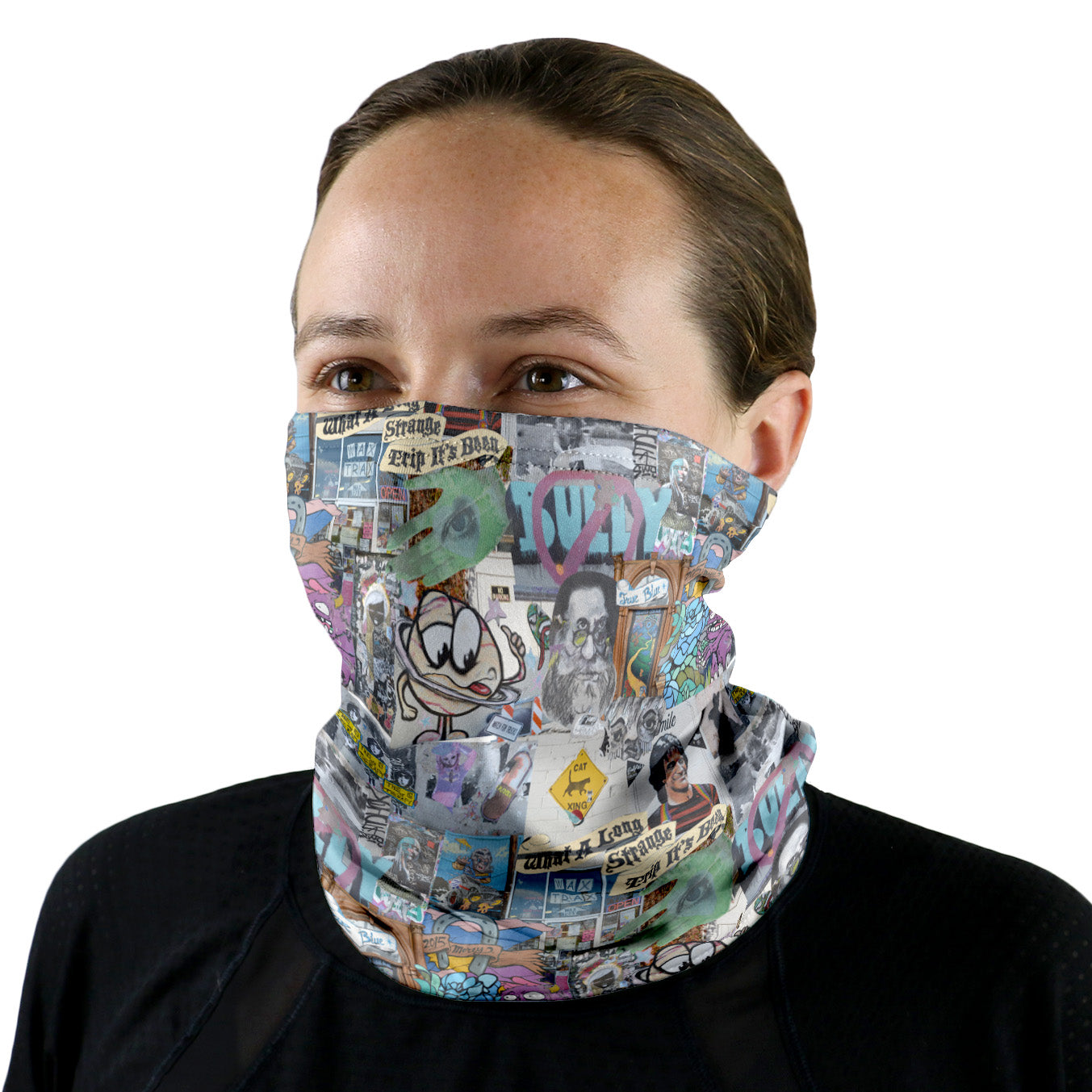 Cap Hill Street Art Neck Gaiter - Female Face - Knotty Tie Co.