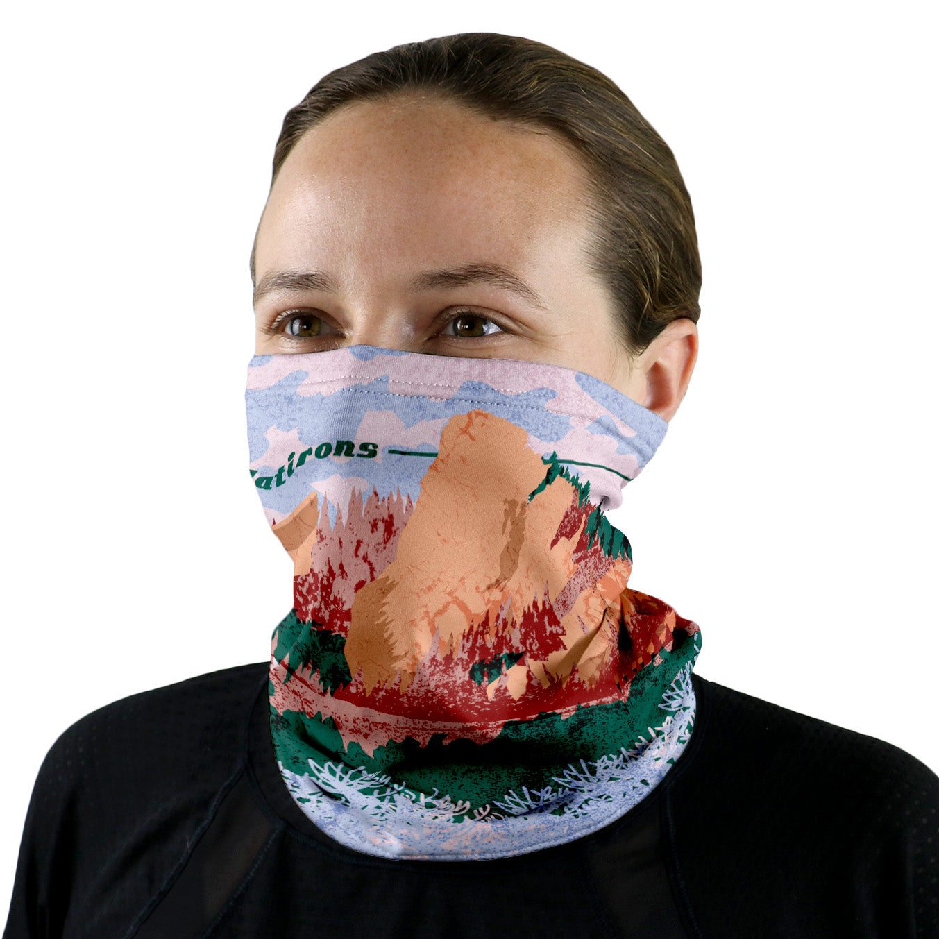 Flatirons Abstract Neck Gaiter - Female Face - Knotty Tie Co.