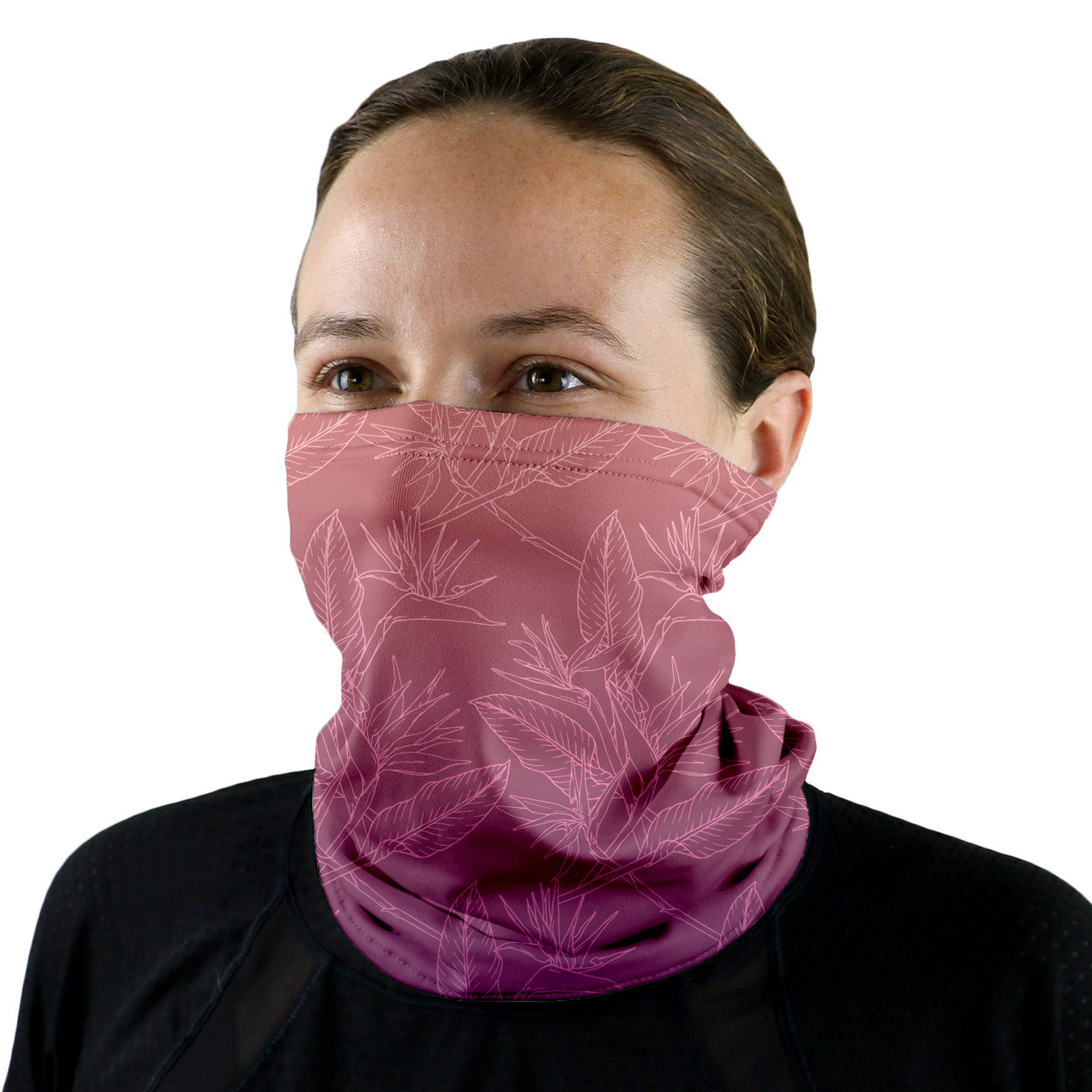 Tropical Sunset Neck Gaiter - Female Face - Knotty Tie Co.