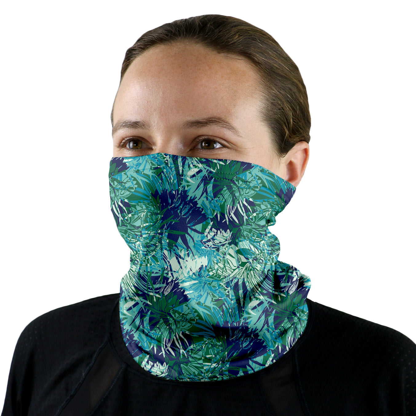 Tropics Floral Neck Gaiter - Female Face - Knotty Tie Co.
