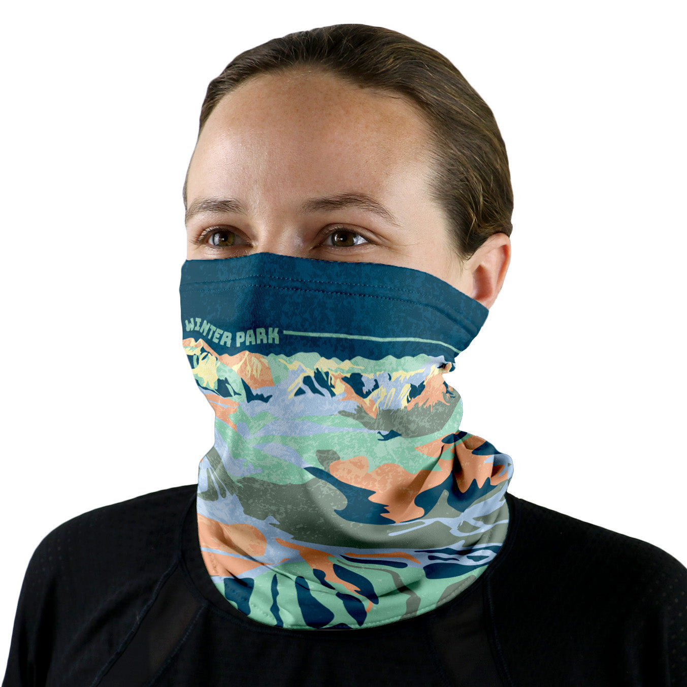 Winter Park Abstract Neck Gaiter - Female Face - Knotty Tie Co.