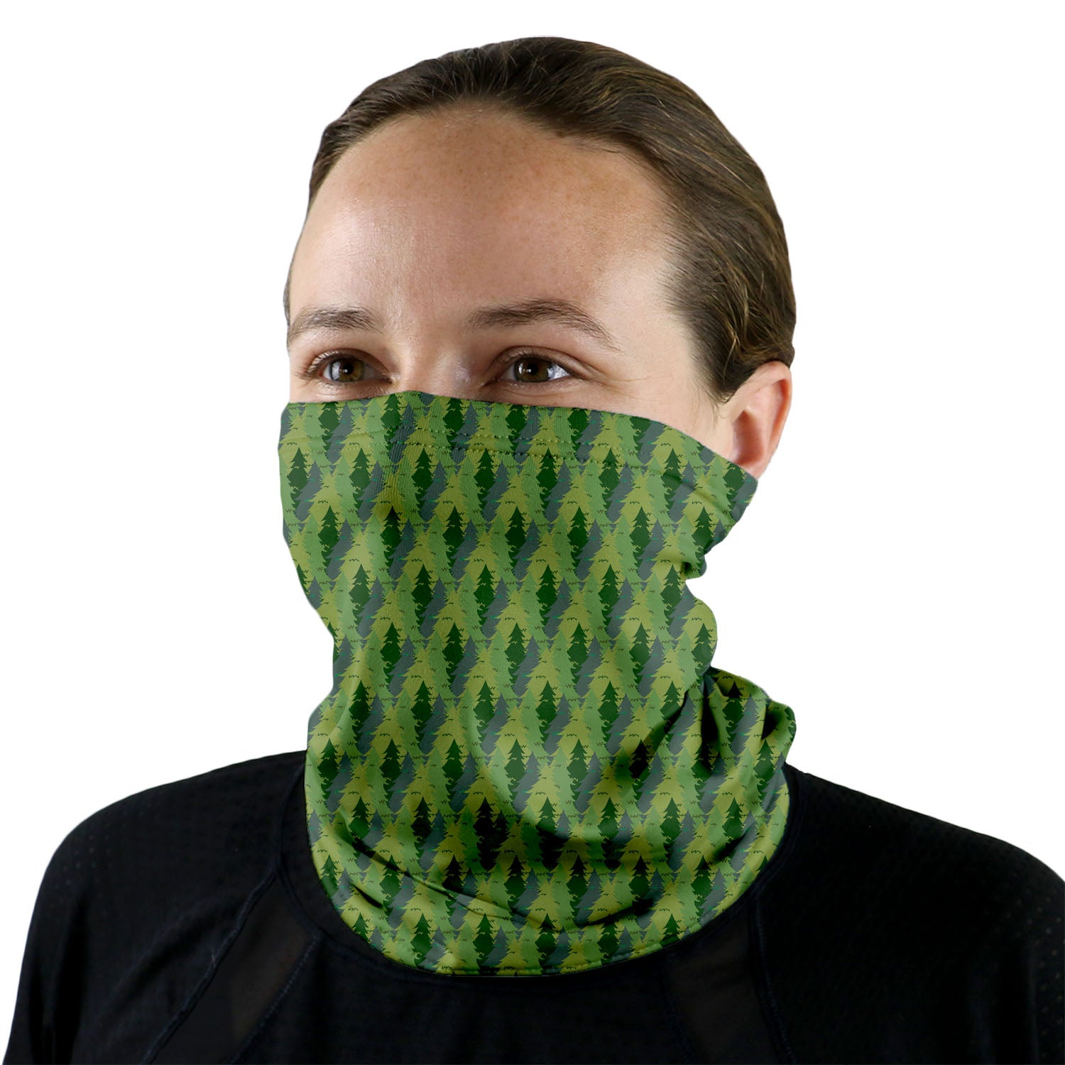 Evergreen Forest Neck Gaiter - Female Face - Knotty Tie Co.