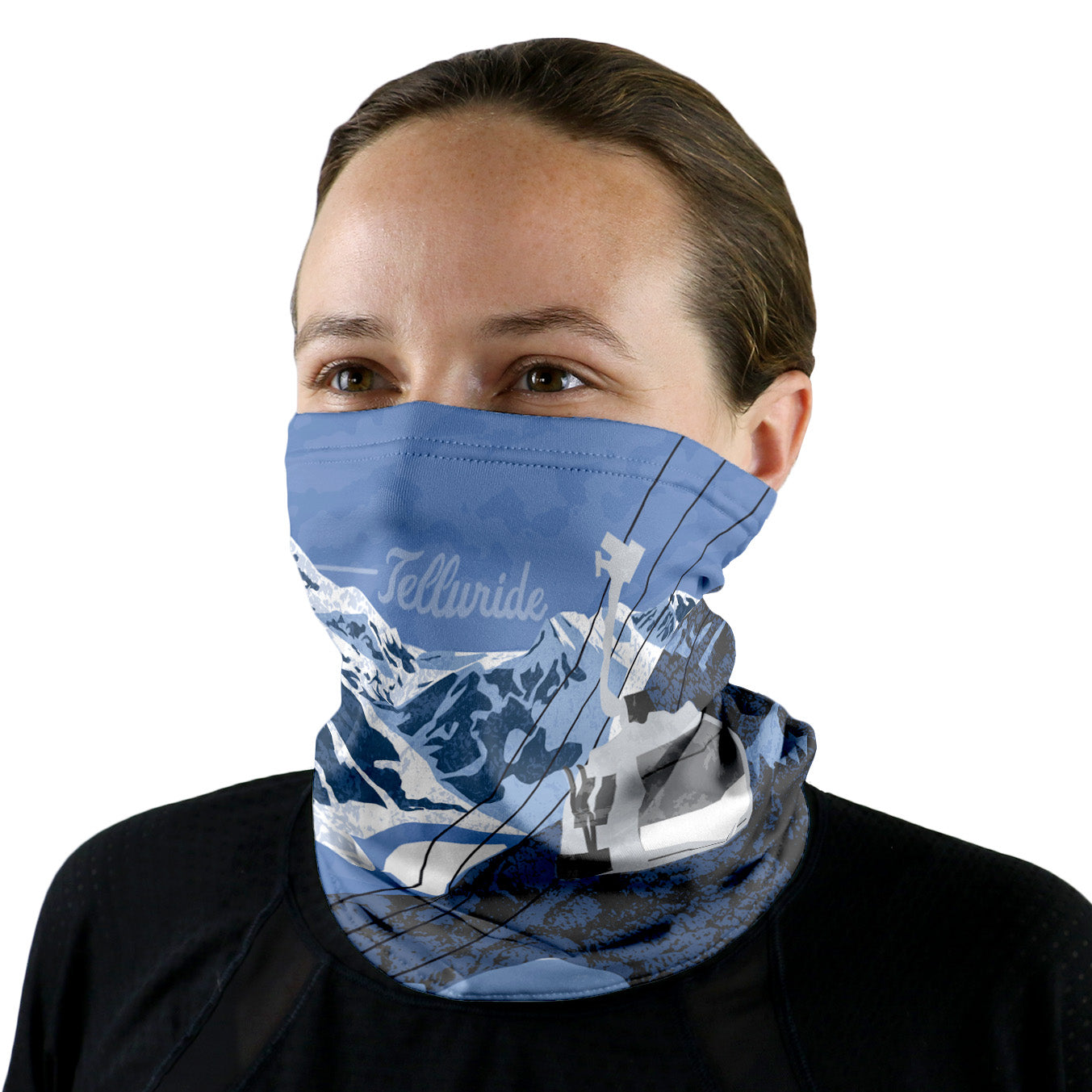 Telluride Abstract Neck Gaiter - Female Face - Knotty Tie Co.