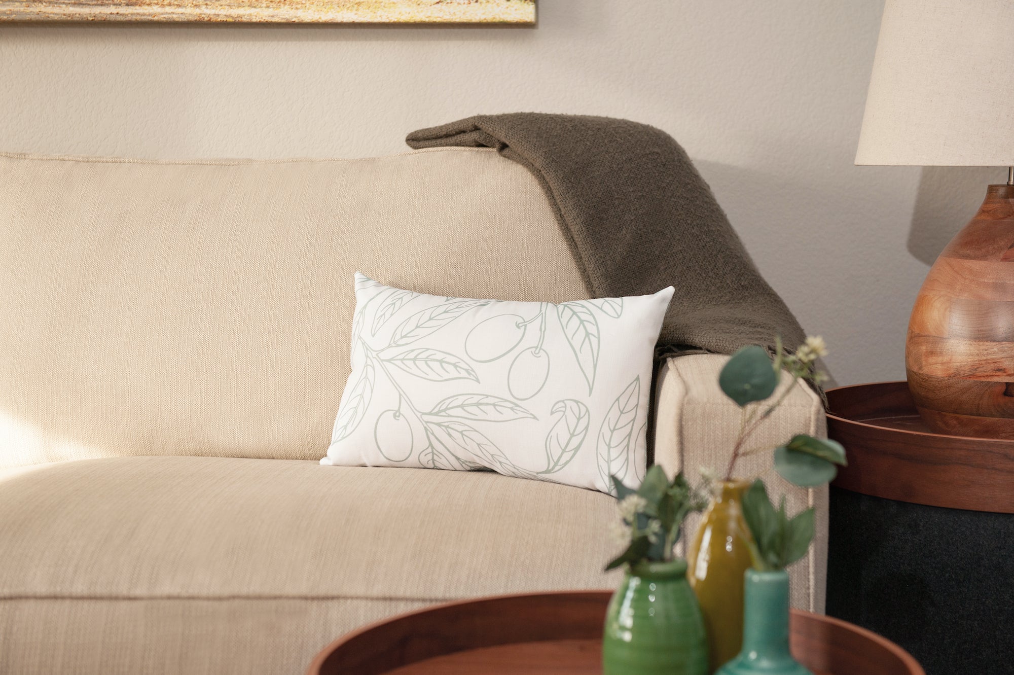 Olive Branch Lumbar Pillow -  -  - Knotty Tie Co.