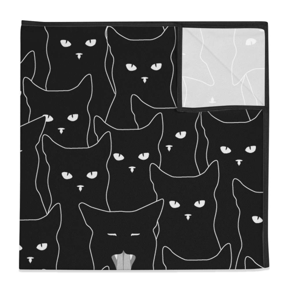 Black Cats Pocket Square - 12" Square -  - Knotty Tie Co.