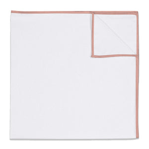 Upcycled White Pocket Square with Accent Thread - KT Blush Pink -  - Knotty Tie Co.