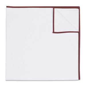 Upcycled White Pocket Square with Accent Thread - KT Burgundy -  - Knotty Tie Co.
