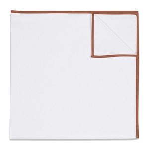Upcycled White Pocket Square with Accent Thread - KT Burnt Orange -  - Knotty Tie Co.