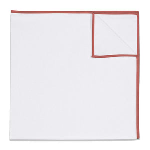 Upcycled White Pocket Square with Accent Thread - KT Coral -  - Knotty Tie Co.