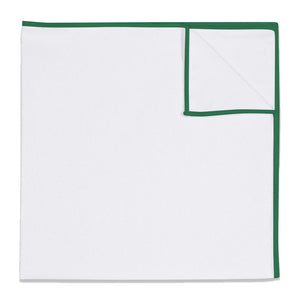 Upcycled White Pocket Square with Accent Thread - KT Green -  - Knotty Tie Co.