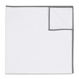 Upcycled White Pocket Square with Accent Thread - KT Grey -  - Knotty Tie Co.