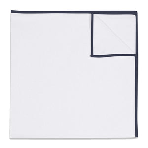 Upcycled White Pocket Square with Accent Thread - KT Navy -  - Knotty Tie Co.