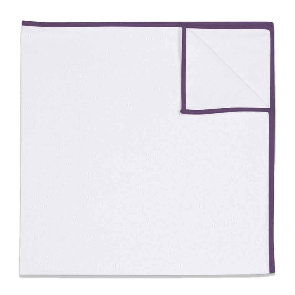 Upcycled White Pocket Square with Accent Thread - KT Purple -  - Knotty Tie Co.