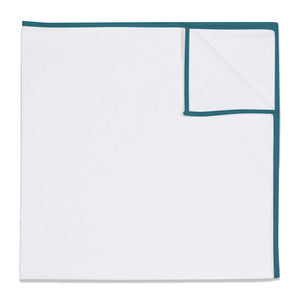Upcycled White Pocket Square with Accent Thread - KT Teal -  - Knotty Tie Co.