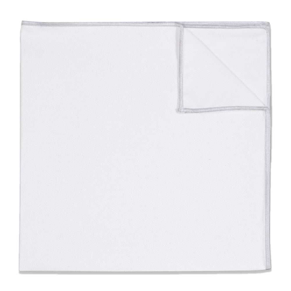 Upcycled White Pocket Square with Accent Thread - KT White -  - Knotty Tie Co.