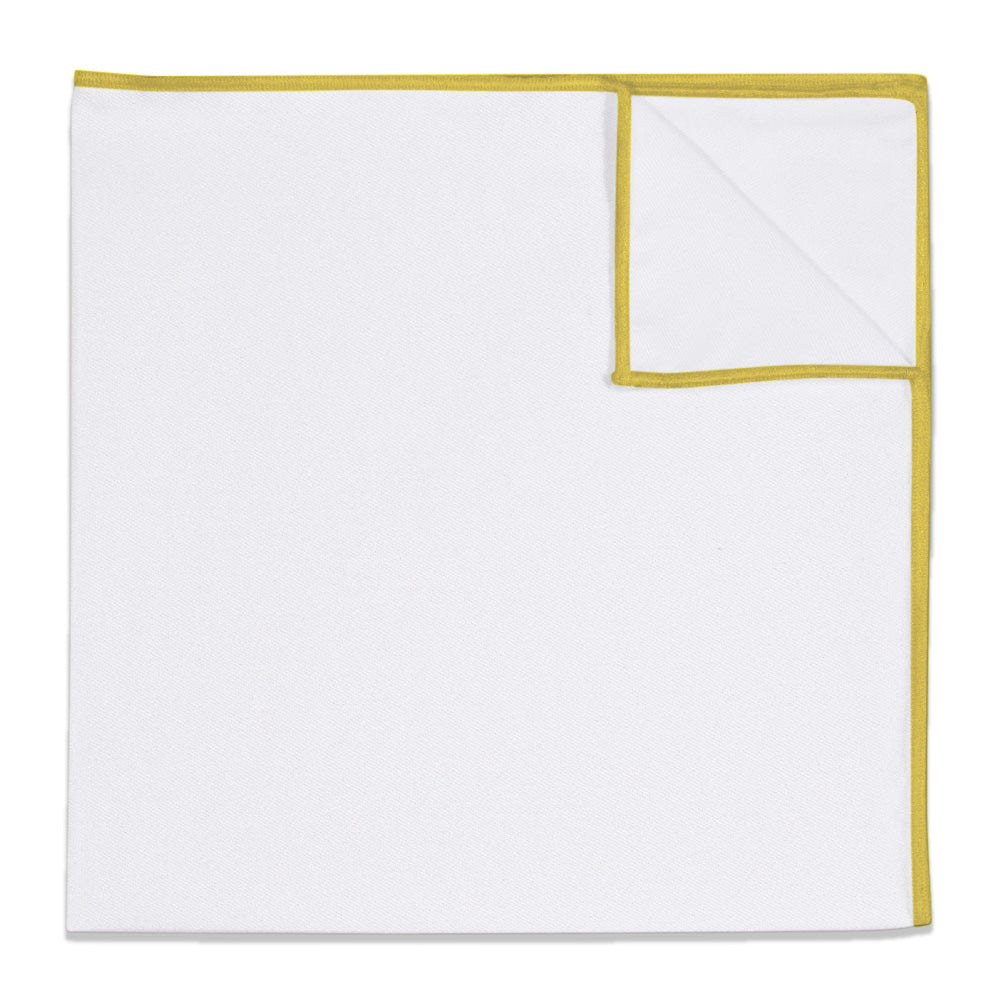 Upcycled White Pocket Square with Accent Thread - KT Yellow -  - Knotty Tie Co.