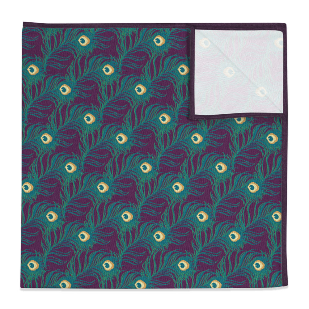 Peacock Feathers Pocket Square - 12" Square -  - Knotty Tie Co.