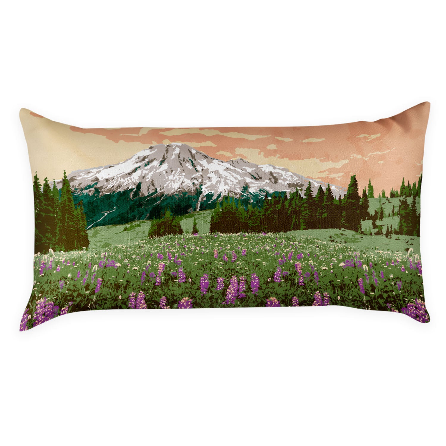 Mount Rainier National Park Abstract Lumbar Pillow - Linen -  - Knotty Tie Co.