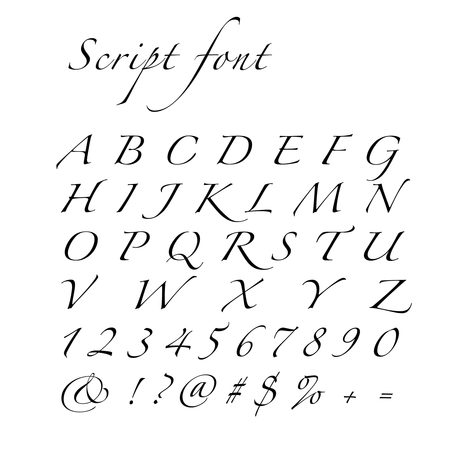 Script Monogram Pocket Square - Script Font Guide - Knotty Tie Co.
