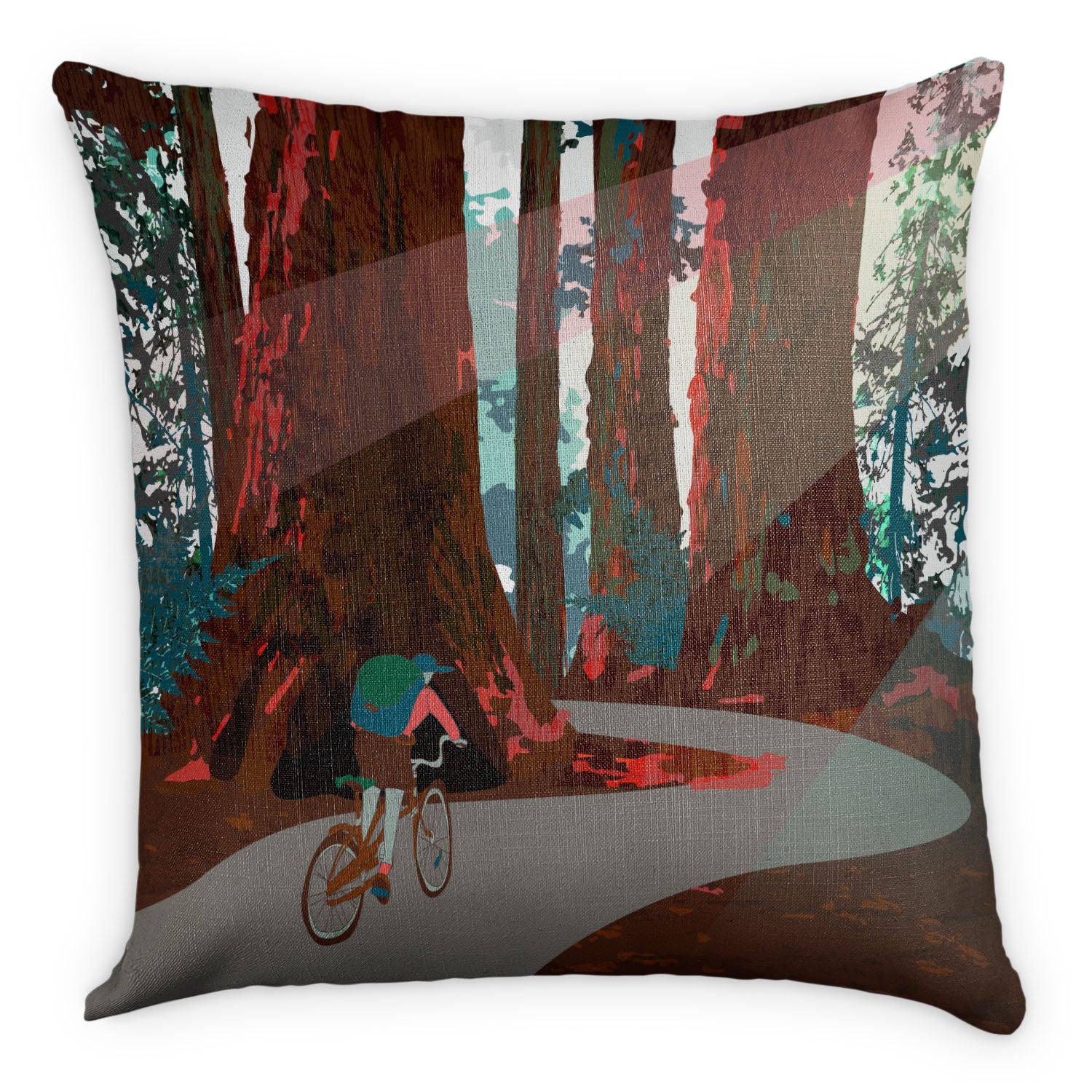 Redwood National Park Abstract Square Pillow - Linen -  - Knotty Tie Co.