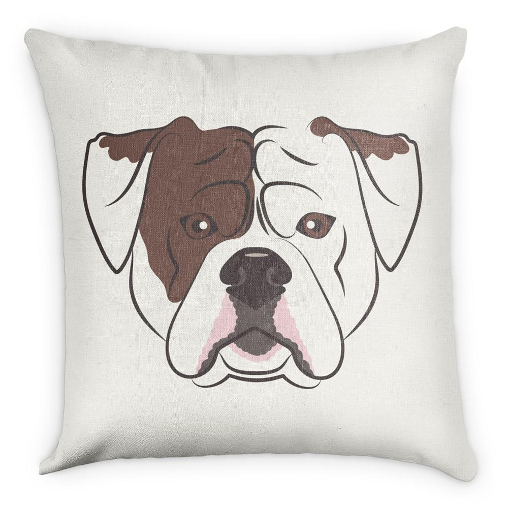 American Bulldog Square Pillow - Linen -  - Knotty Tie Co.