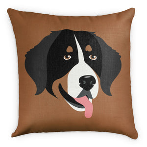 Bernese Mountain Dog Square Pillow - Linen -  - Knotty Tie Co.