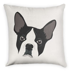 Boston Terrier Square Pillow - Linen -  - Knotty Tie Co.