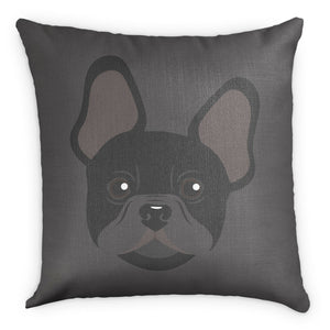 French Bulldog Square Pillow - Linen -  - Knotty Tie Co.