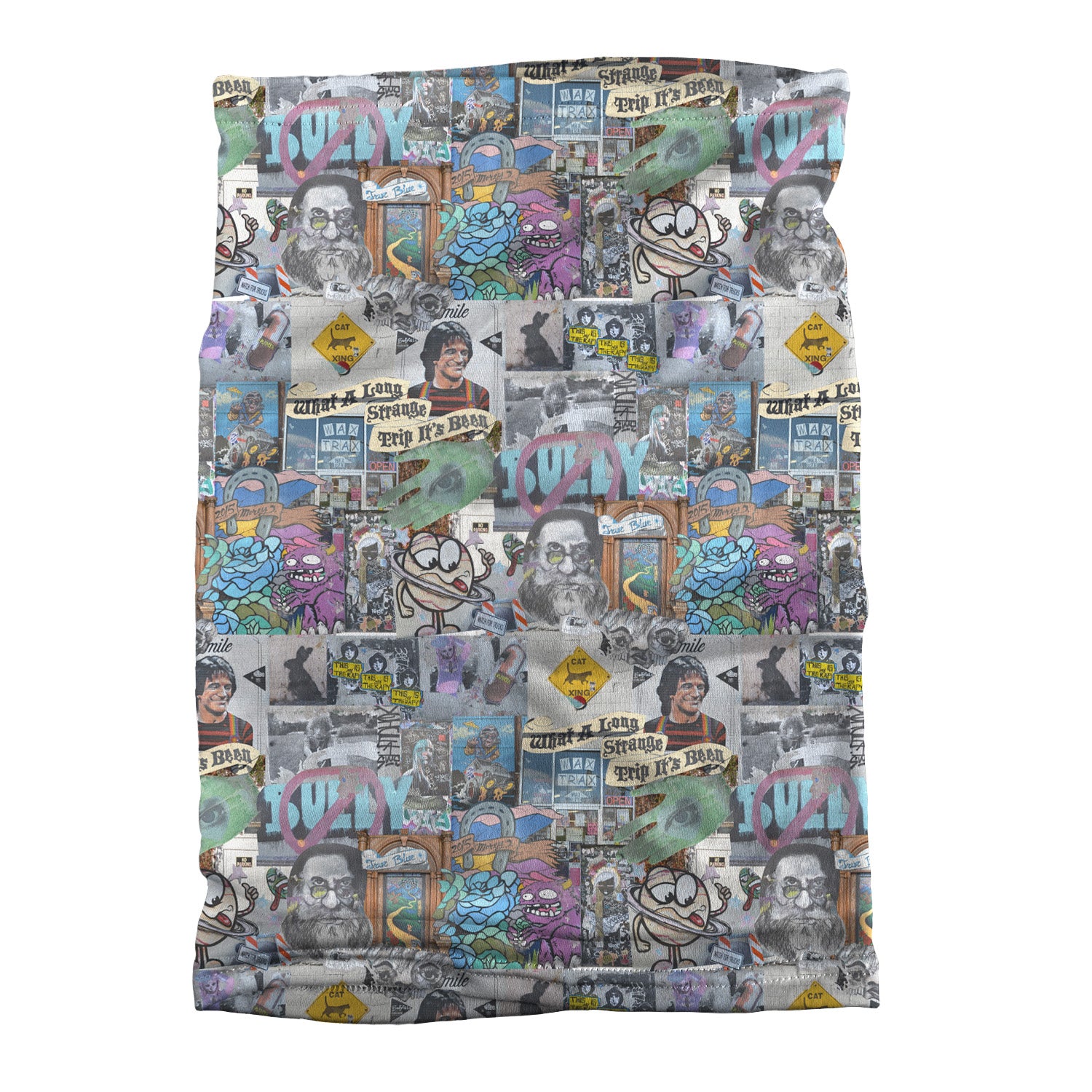 Cap Hill Street Art Neck Gaiter - Flat Table Lay - Knotty Tie Co.